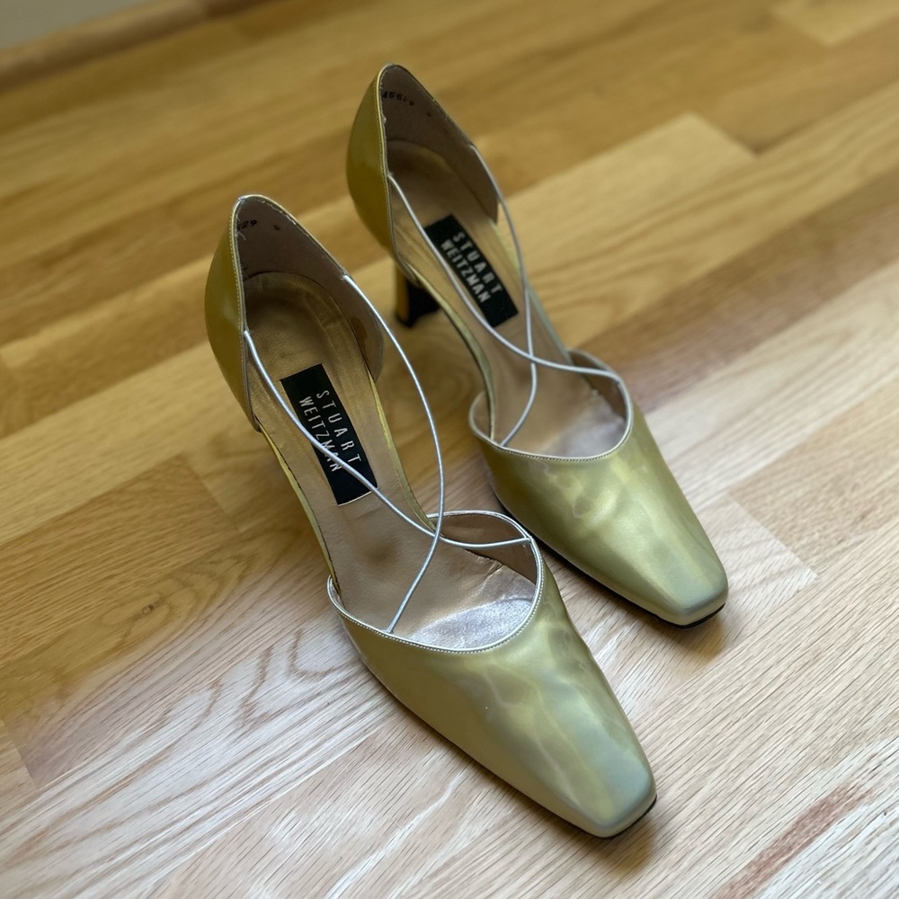 Vintage Stuart Weitzman Metallic Patent Leather Heels